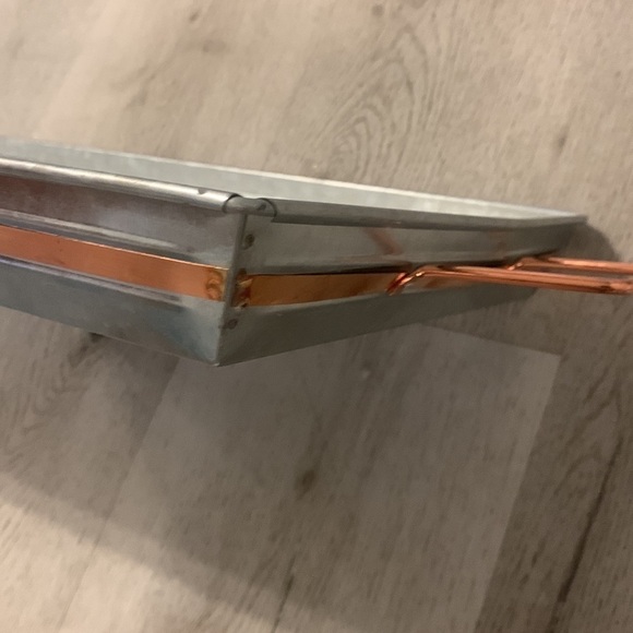 Crofton tray Galvanized Tin Tray with handles rose gold‎ details - Picture 6 of 12